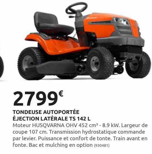 tondeuse autoportée éjection latérale ts 142 l