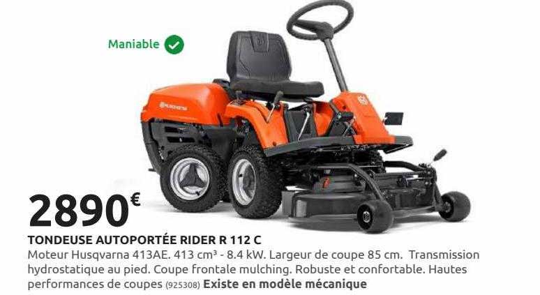 tondeuse autoportée rider r 112 c