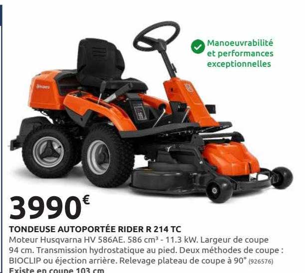 tondeuse autoportée rider r 214 tc