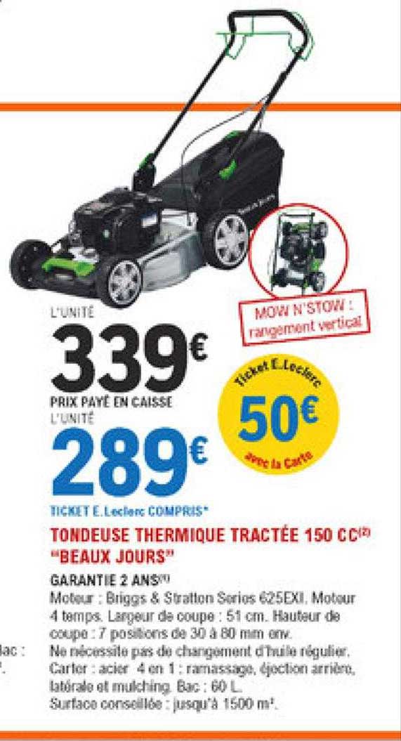 tondeuse thermique tractée 150 cc "beaux jours"