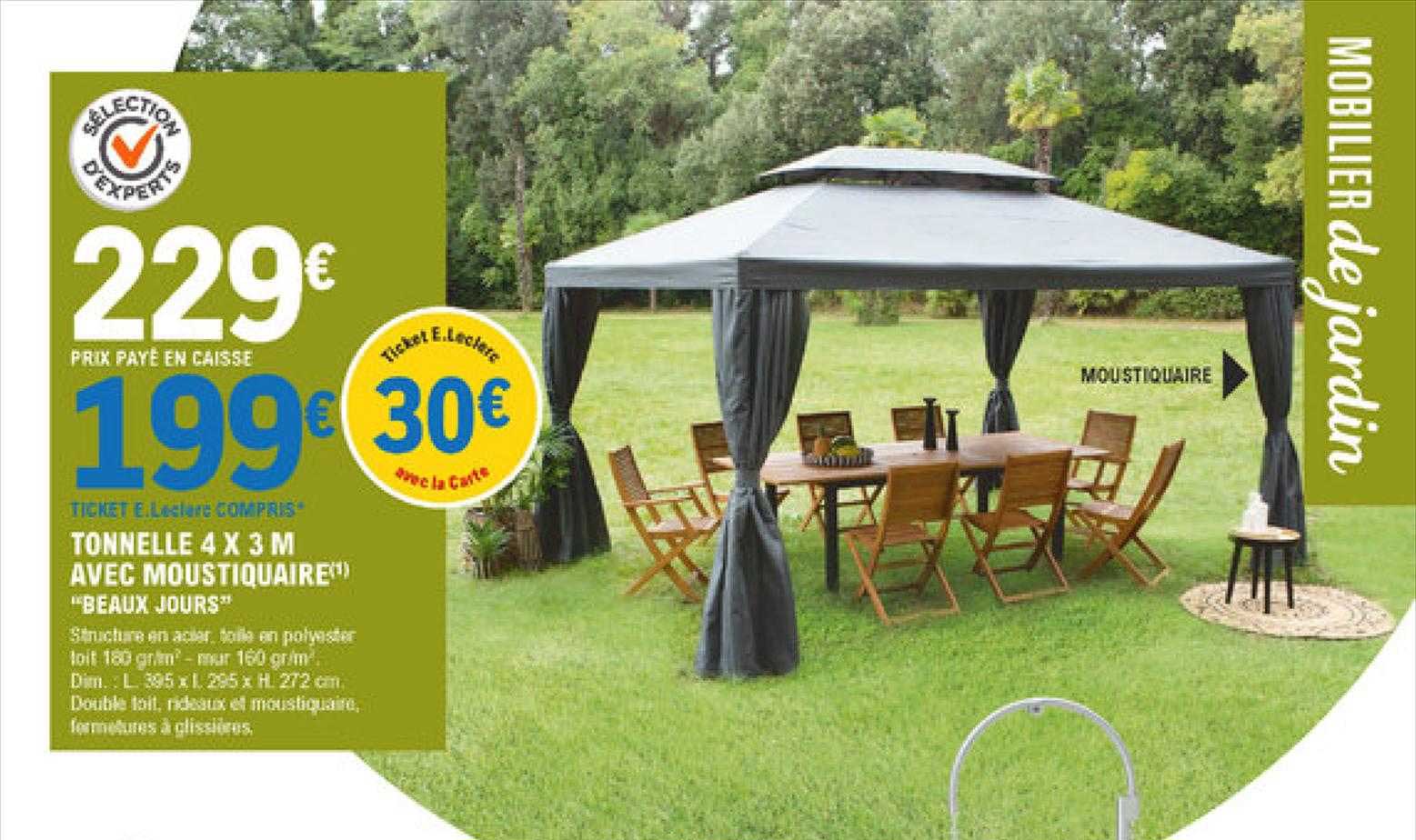 tonnelle 4 x 3 m avec moustiquaire "beaux jours"