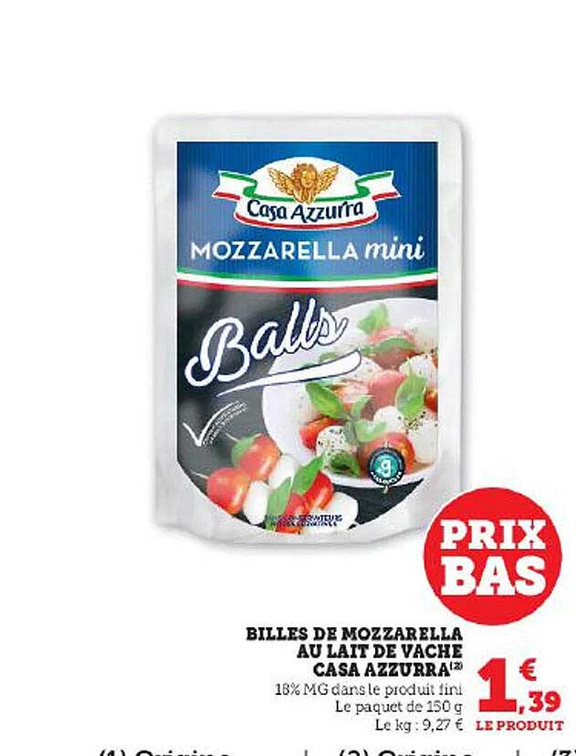 billes de mozzarella au lait de vache casa azzurra