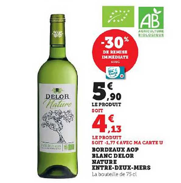 bordeaux aop blanc delor nature entre-deux-mers