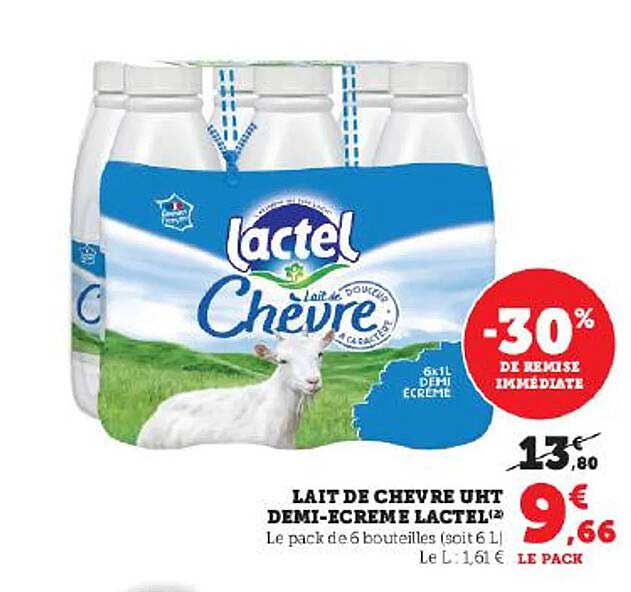 lait de chèvre uht demi-écrémé lactel