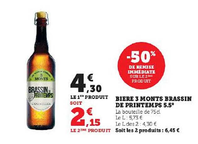 bière 3 monts brassin de printemps 5.5°