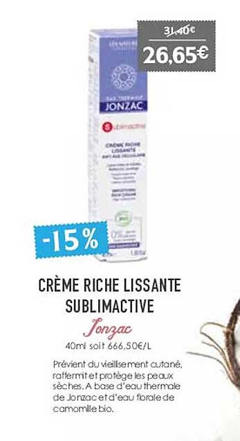 crème riche lissante sublimactive jonzac