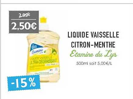 liquide vaisselle citron-menthe étamine du lys