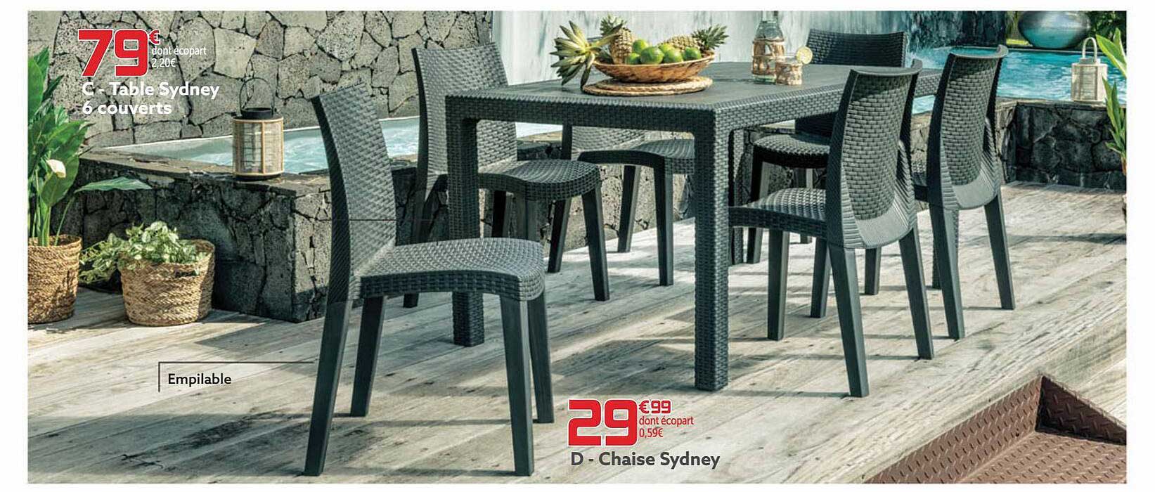 Table Sydney 6 Couverts, Chaise Sydney