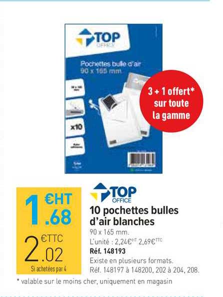 10 pochettes bulles d'air blanches top office