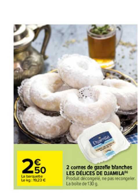 2 cornes de gazelle blanches les délices de djamila