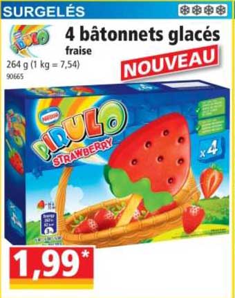 4 Bâtonnets Glacés Fraise