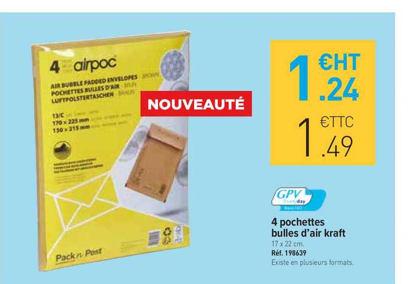 4 pochettes bulles d'air kraft