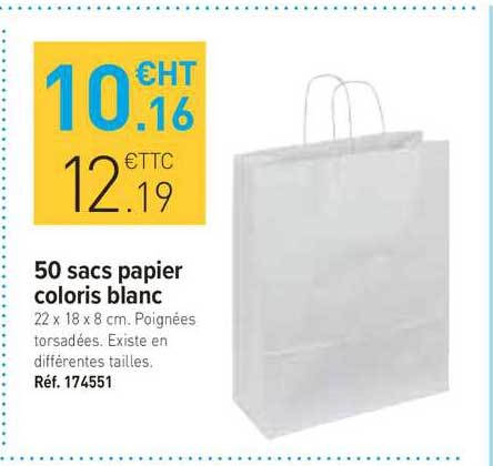 50 sacs papier coloris blanc