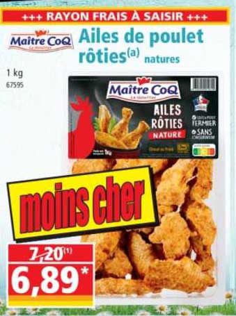 ailes de poulet rôties natures maître coq