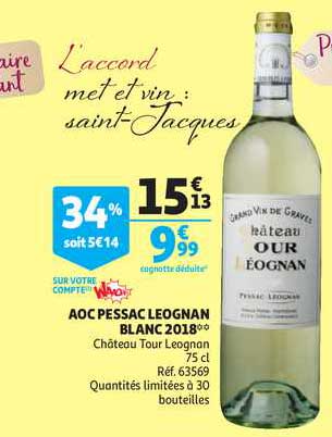 aoc pessac leognan blanc 2018 château tour leognan