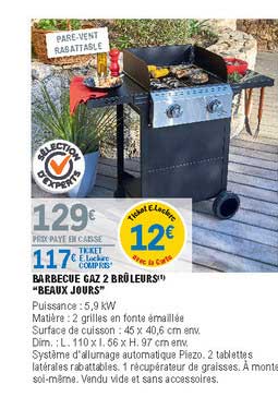 barbecue gaz 2 brûleurs "beaux jours"