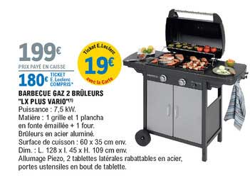 barbecue gaz 2 brûleurs "lx plus vario"