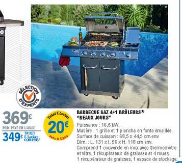 barbecue gaz 4+1 brûleurs "beaux jours"