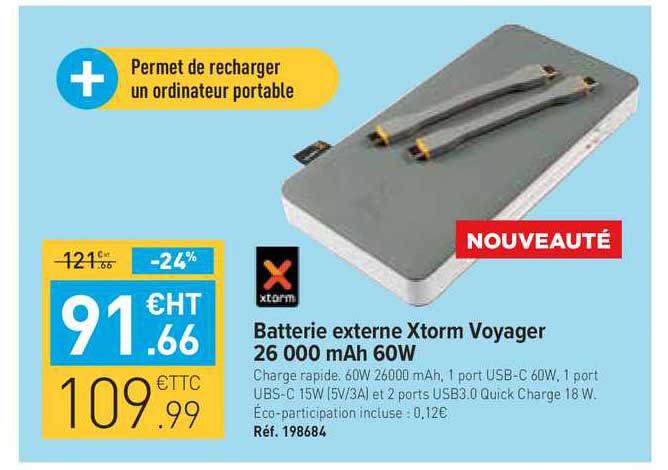 batterie externe xtorm voyager 26 000 mah 60w
