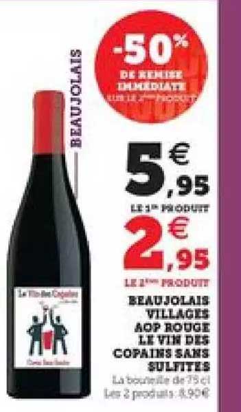 beaujolais villages aop rouge le vin des copains sans sulfites