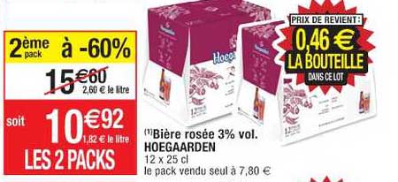 bière rosée 3% vol. hoegaarden