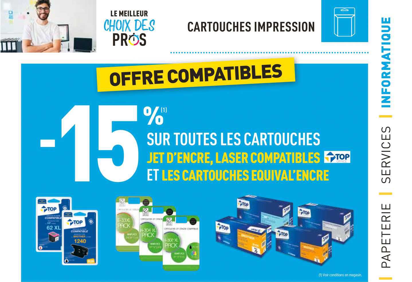 cartouches jet d'encre, laser compatibles, et les cartouches équival'encre