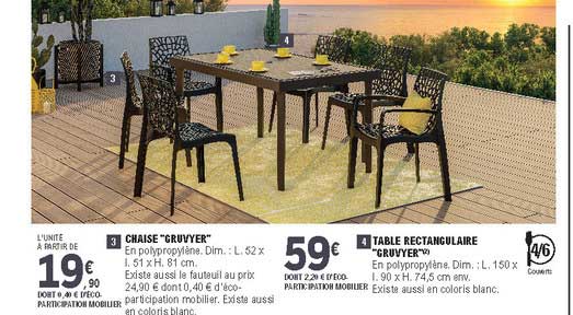 chaise "gruvyer", table rectangulaire "gruvier"