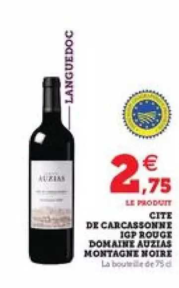 cité de carcassonne igp rouge domaine auzias montagne noire