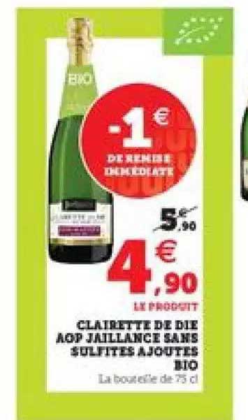 clairette de die aop jaillance sans sulfites ajoutés bio