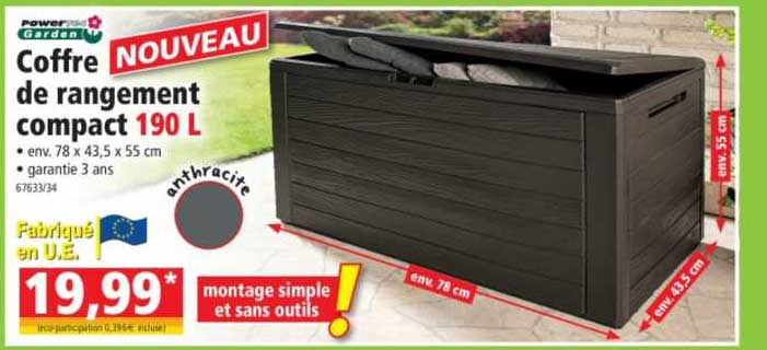 Coffre De Rangement Compact Powertec Garden