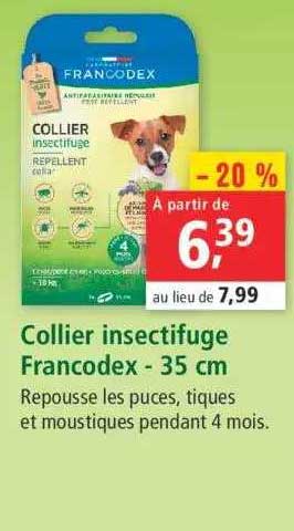 collier insectifuge francodex - 35 cm