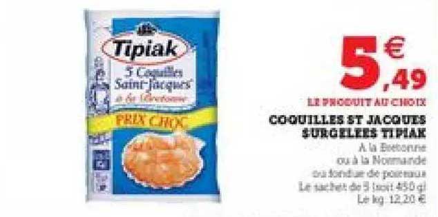coquilles st jacques surgelées tipiak