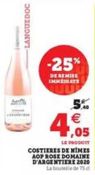 costières de nîmes aop rose domaine d'argentière 2020