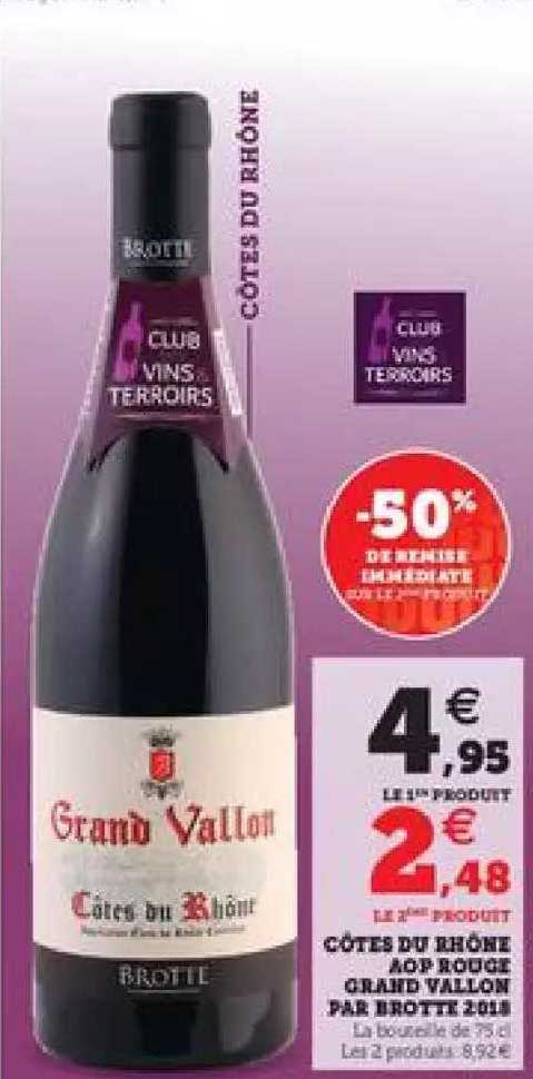 côtes du rhône aop rouge grand vallon par brotte 2018