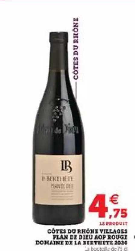 côtes du rhône villages plan de dieu aop rouge domaine de la berthete 2020