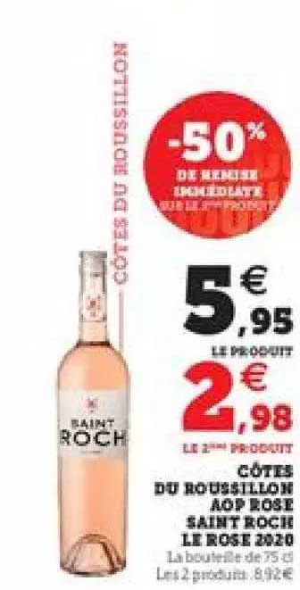 côtes du roussillon aop rose saint roch le rose 2020