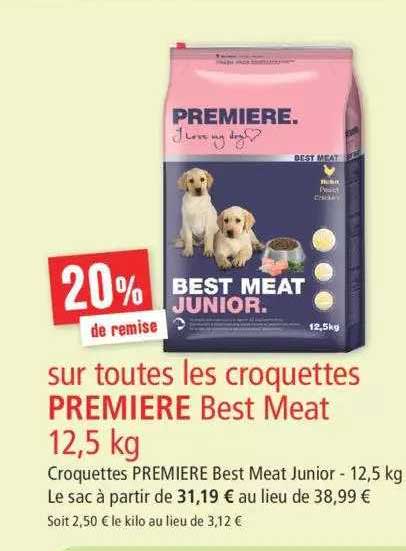 croquettes première best meat 12,5 kg