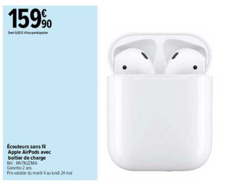 écouteurs sans fil apple airpods avec boîtier de charge