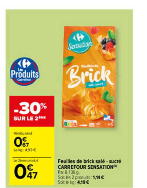 feuilles de brick salé - sucré carrefour sensation