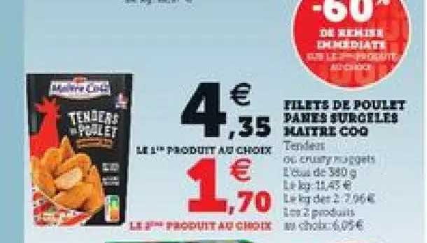 filets de poulet panés surgelés maître coq