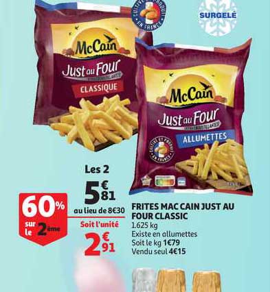 frites mac cain just au four classic