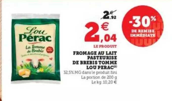 fromage au lait pasteurisé de brebis tomme lou perac