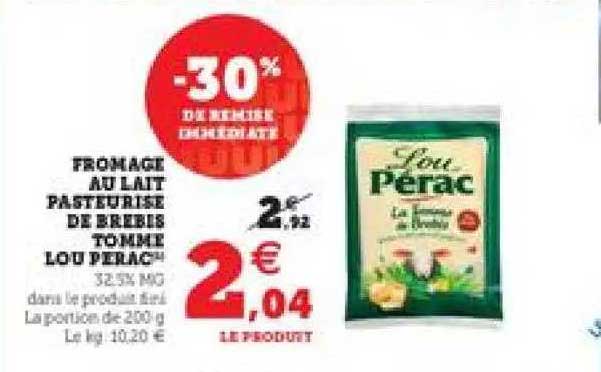 fromage au lait pasteurisé de brebis tomme lou pérac