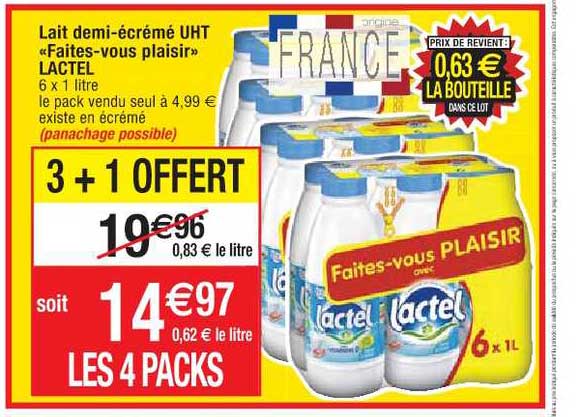 lait demi-écrémé uht «faites-vous plaisir» lactel
