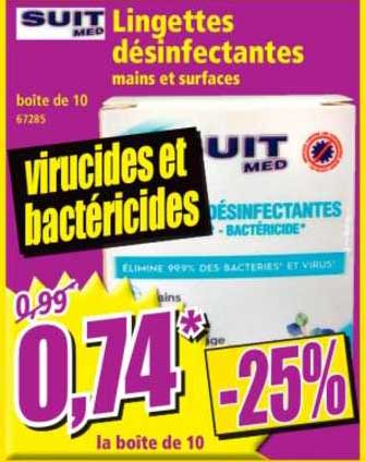 lingettes désinfectantes mains et surfaces suit med