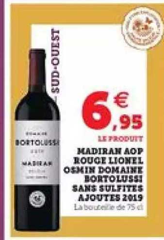 madiran aop rouge lionel osmin domaine bortolusse sans sulfites ajoutés 2019