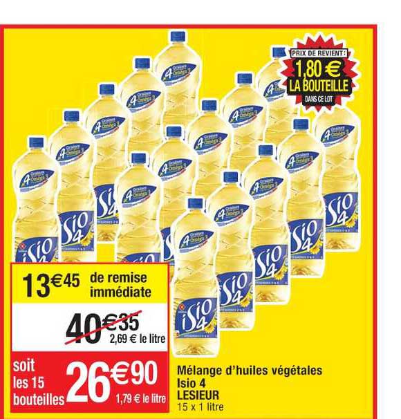 mélange d'huiles végétales isio 4 lesieur
