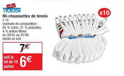 mi-chaussettes de tennis influx basic