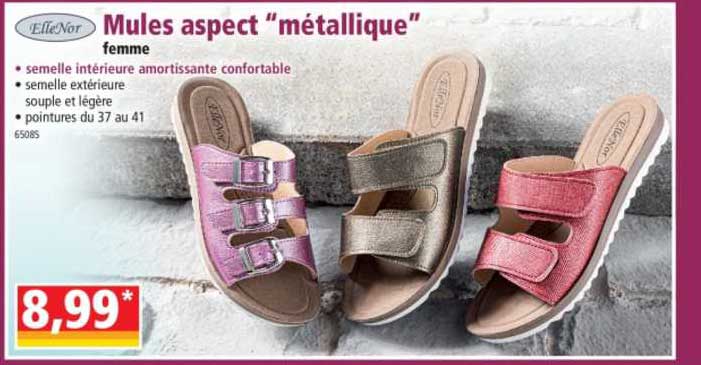 mules aspect "métallique" femme ellenor