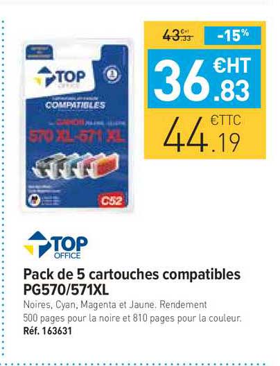 pack de 5 cartouches compatibles pg570-571xl